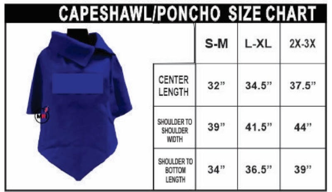 Poncho Measurement Chart