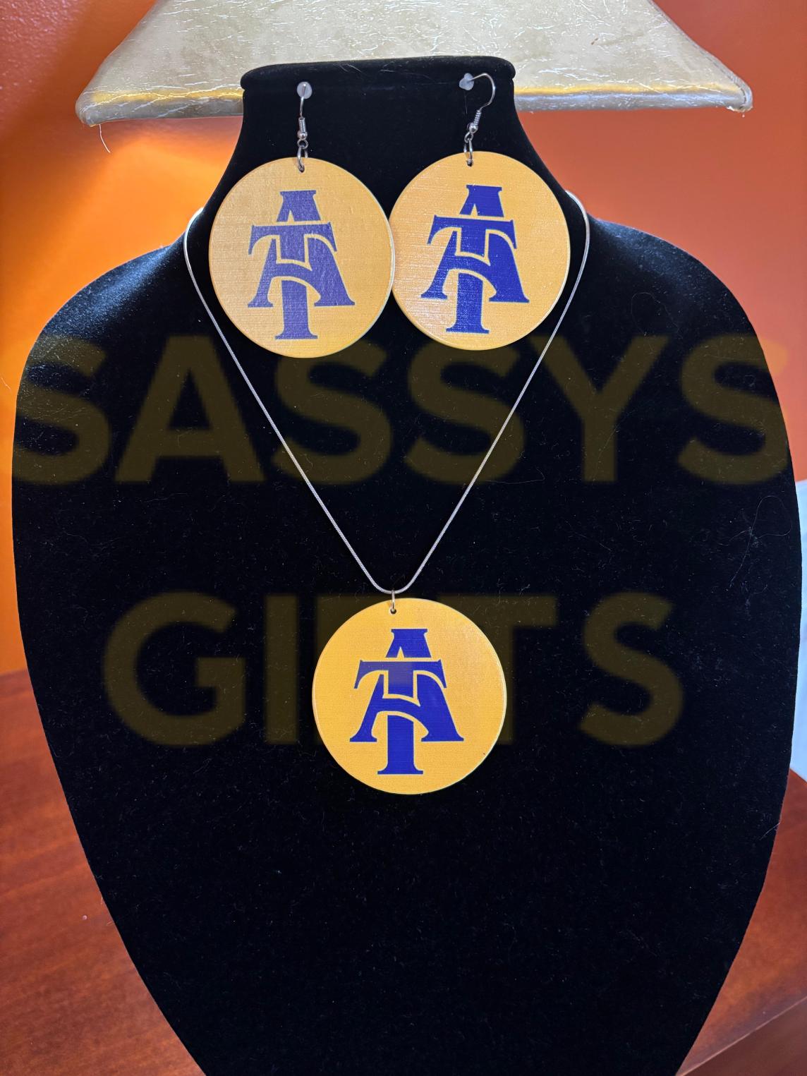 NC A&T Wooden Jewelry Set