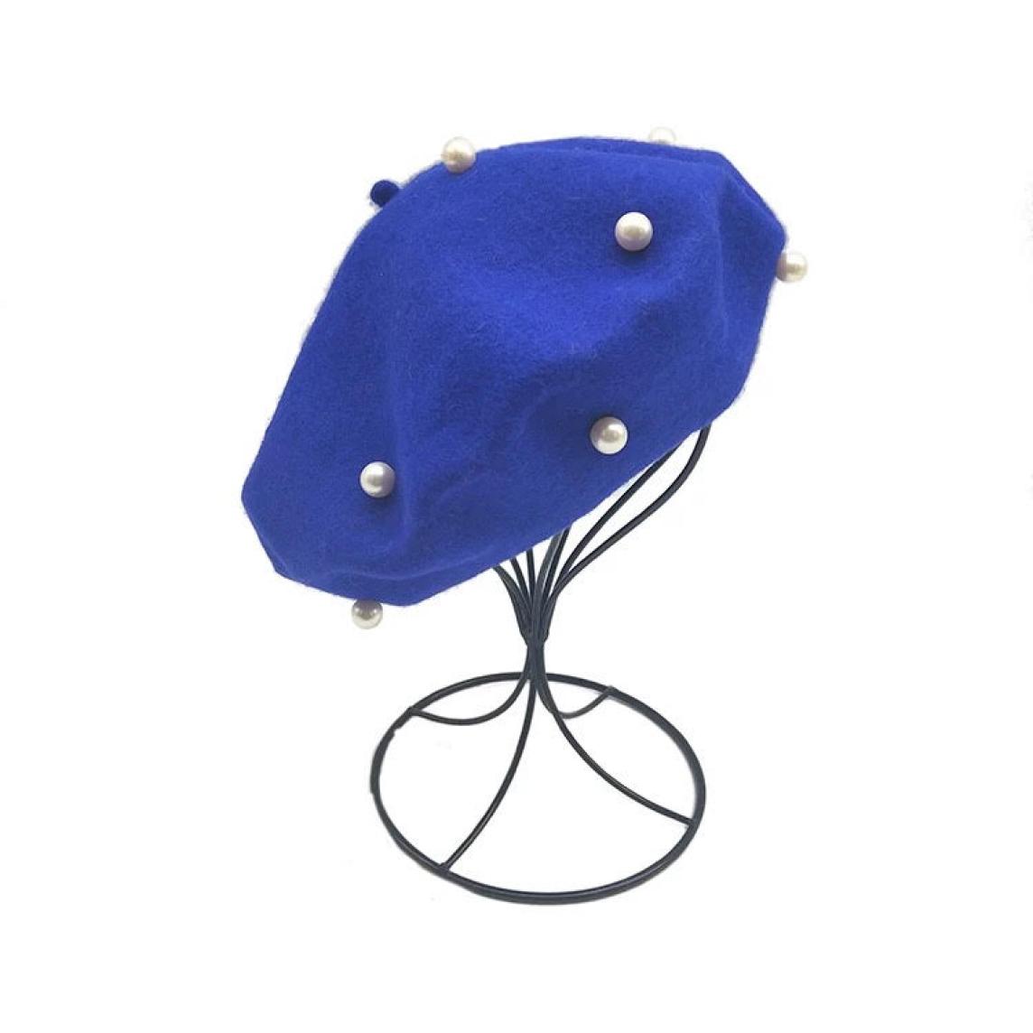 Royal Blue and Pearls Beret