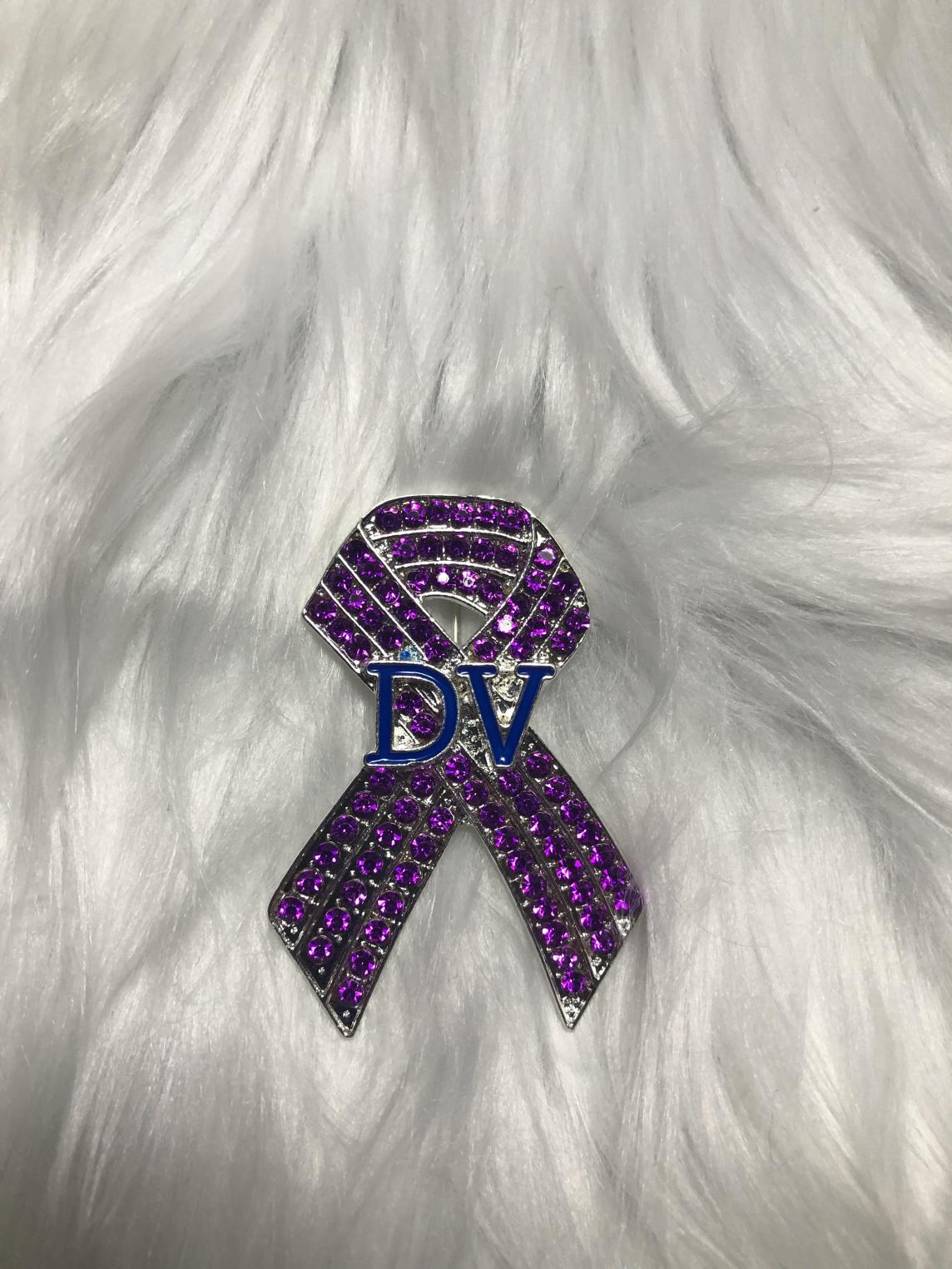 Domestic Violence Rhinestone Ribbon