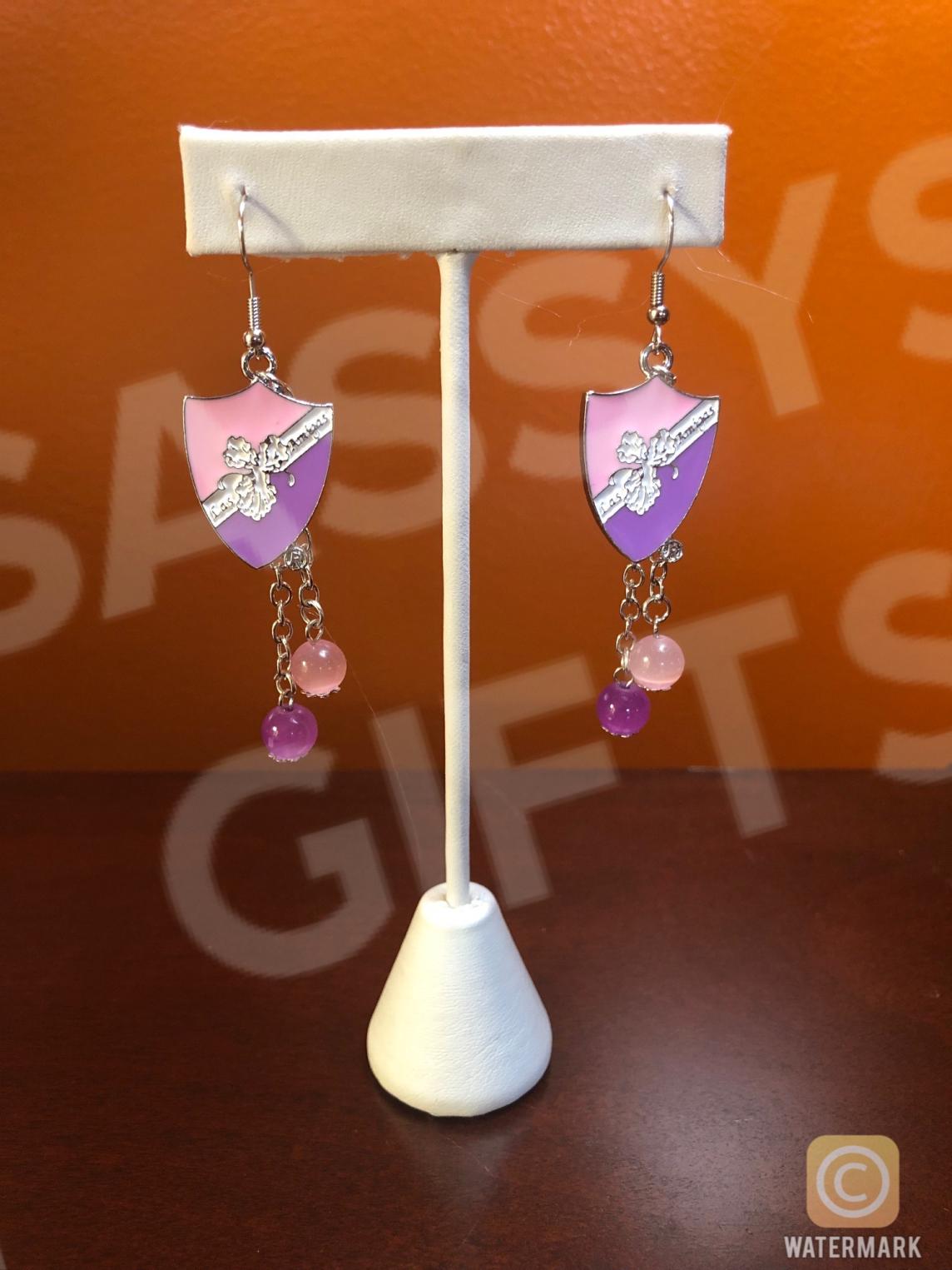 Las Amigas Shield Earrings with Pearl Drops