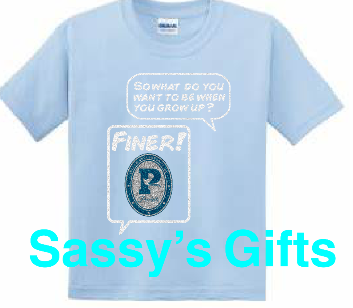 Amicette Finer Glitter Tee. What Do You Want To Be? Youth Sizes Only (LARGE -  Blue)