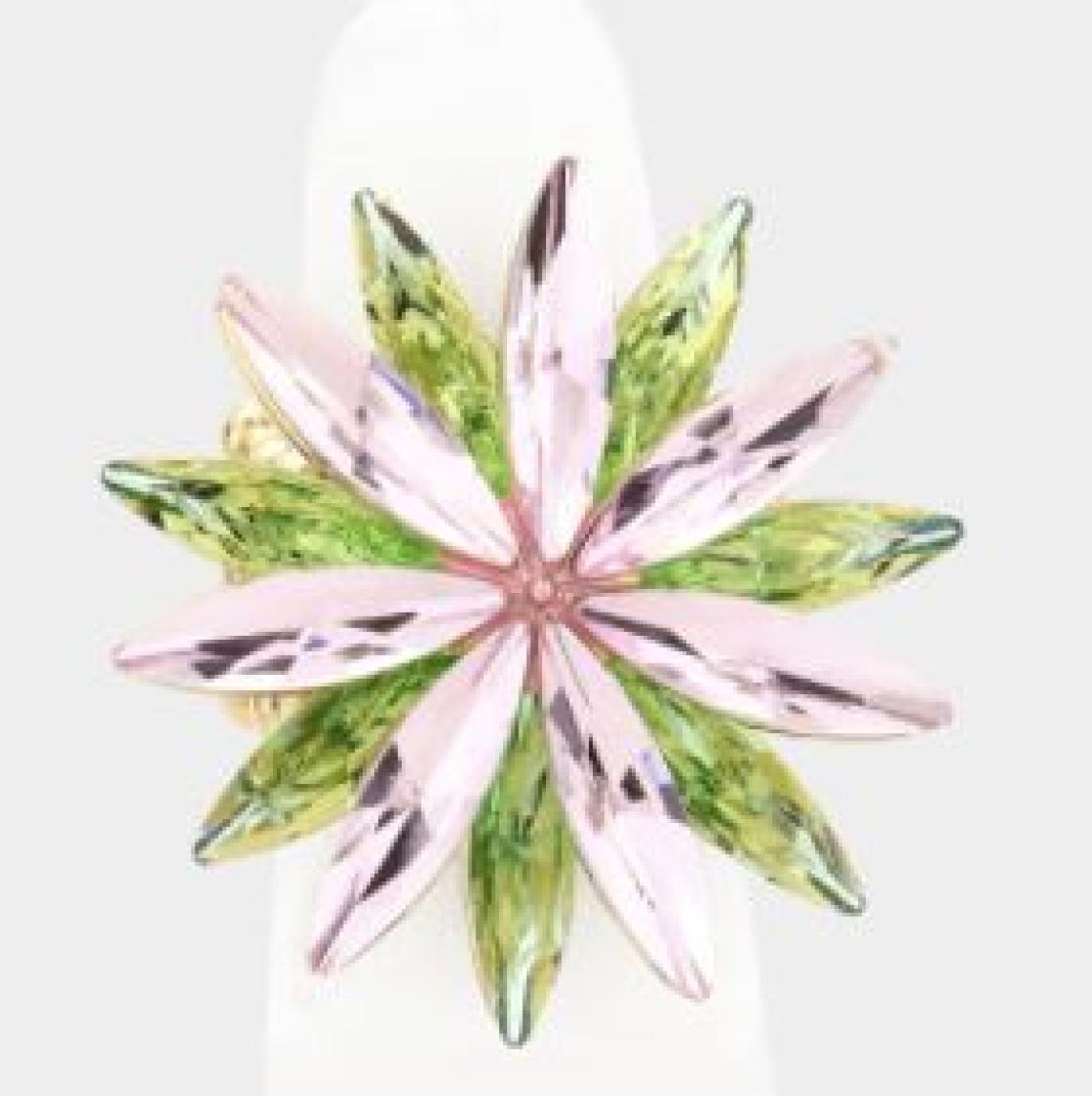 Pink and Green Stars Coctail Ring
