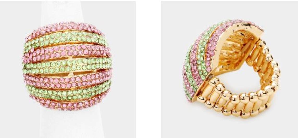 CRYSTAL RHINESTONE PAVE DOME STRETCH RING