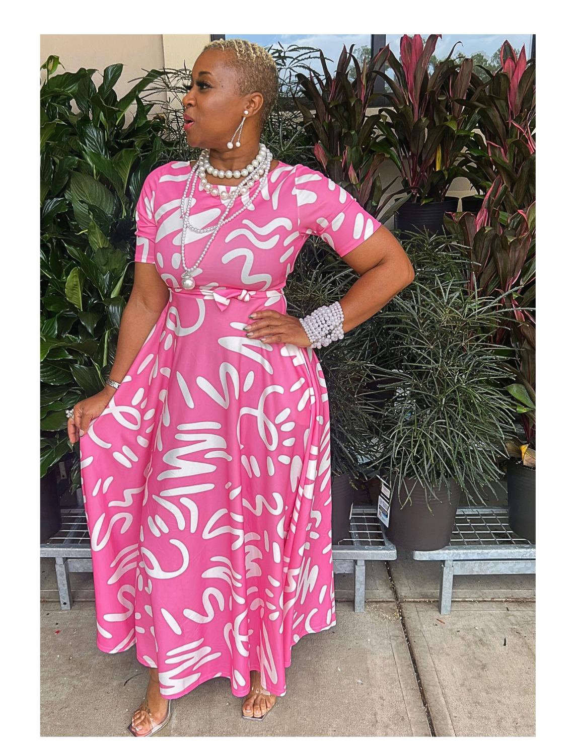 Pink and White Graffiti Dress 