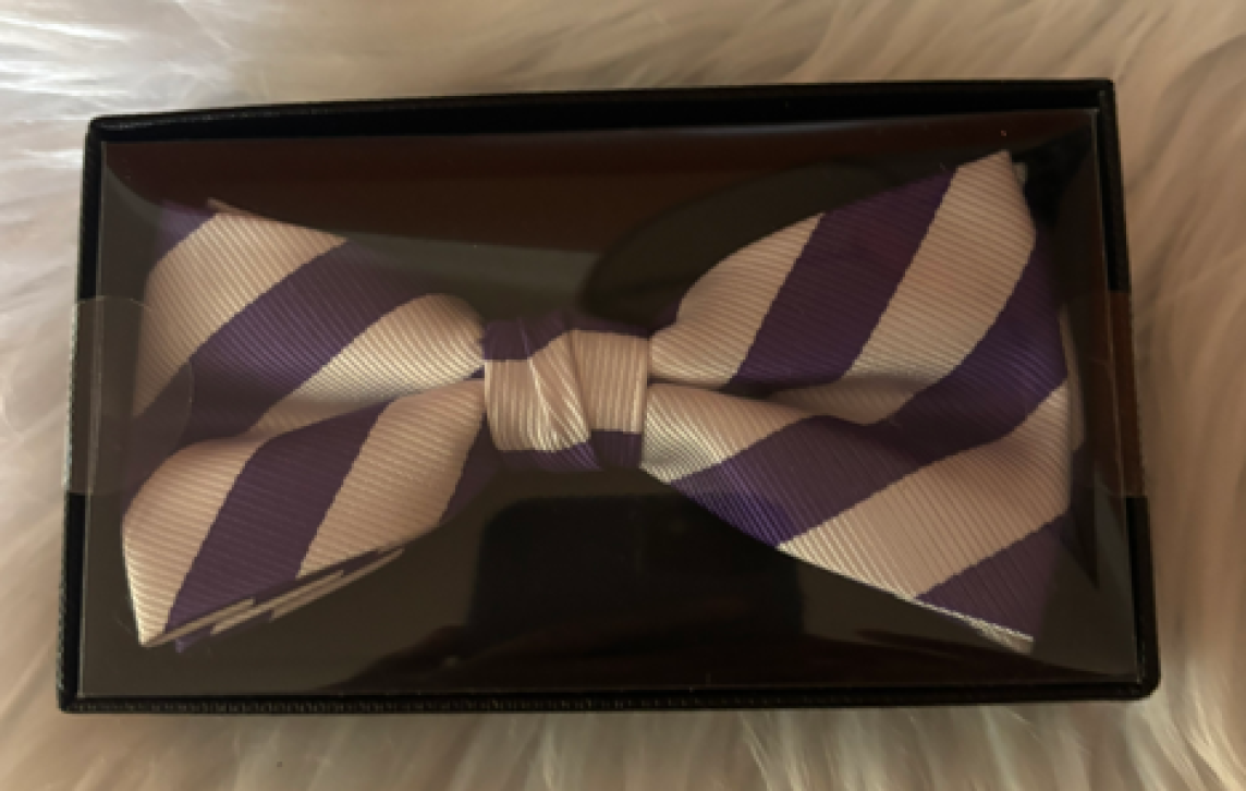 Purple and White Clip-On Bowtie