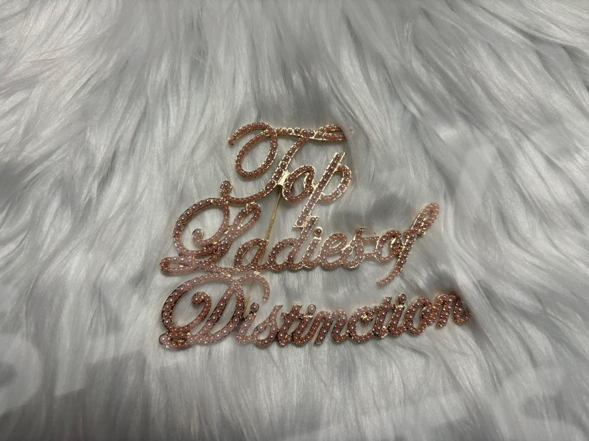 TLOD Pink Pearls Statement Name Pin