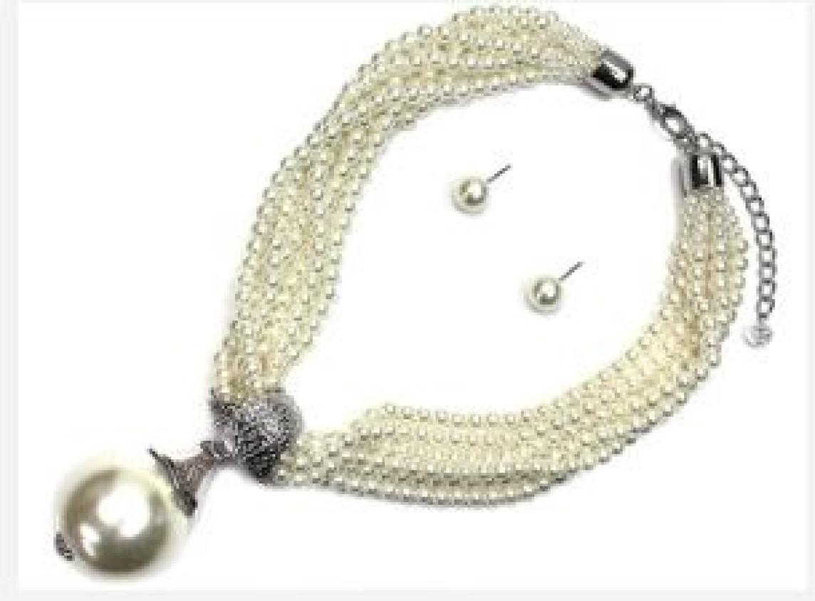 White Pearl Drop Necklace