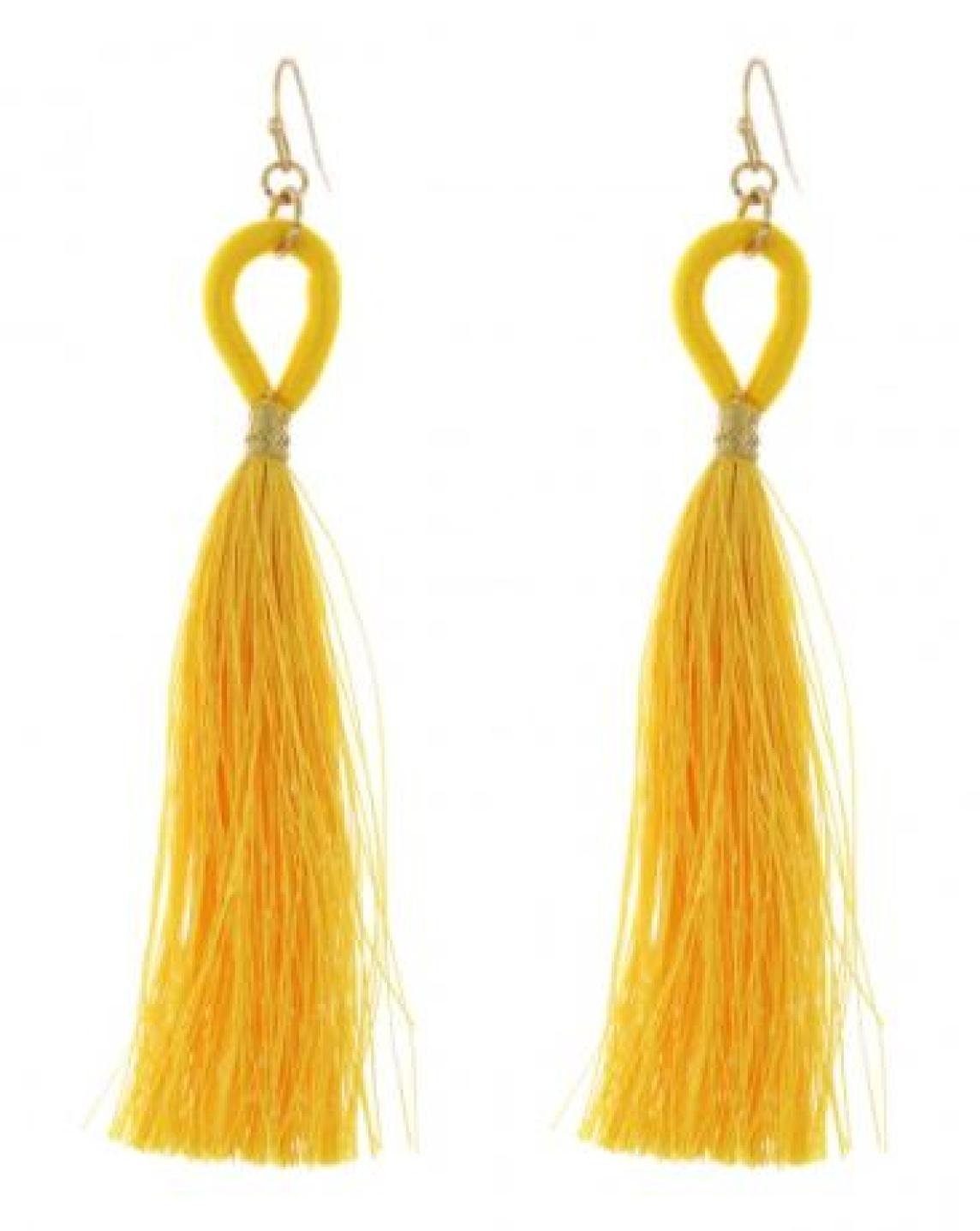 Yellow Mustard Tassel Earrings
