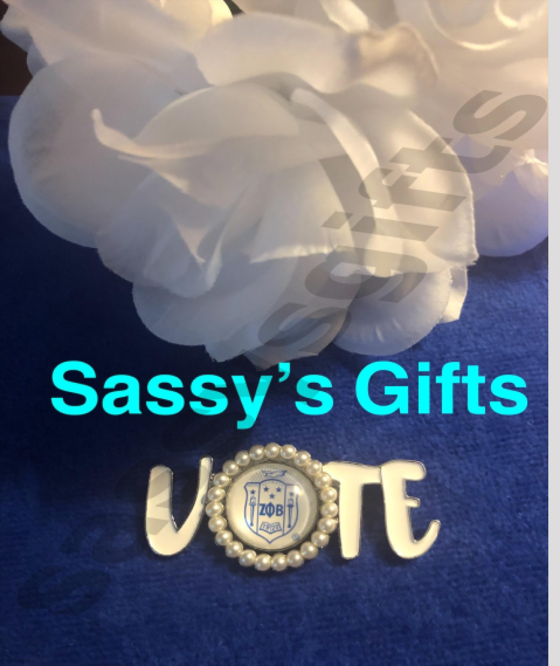 Sassy’s All White Zeta VOTE Pin