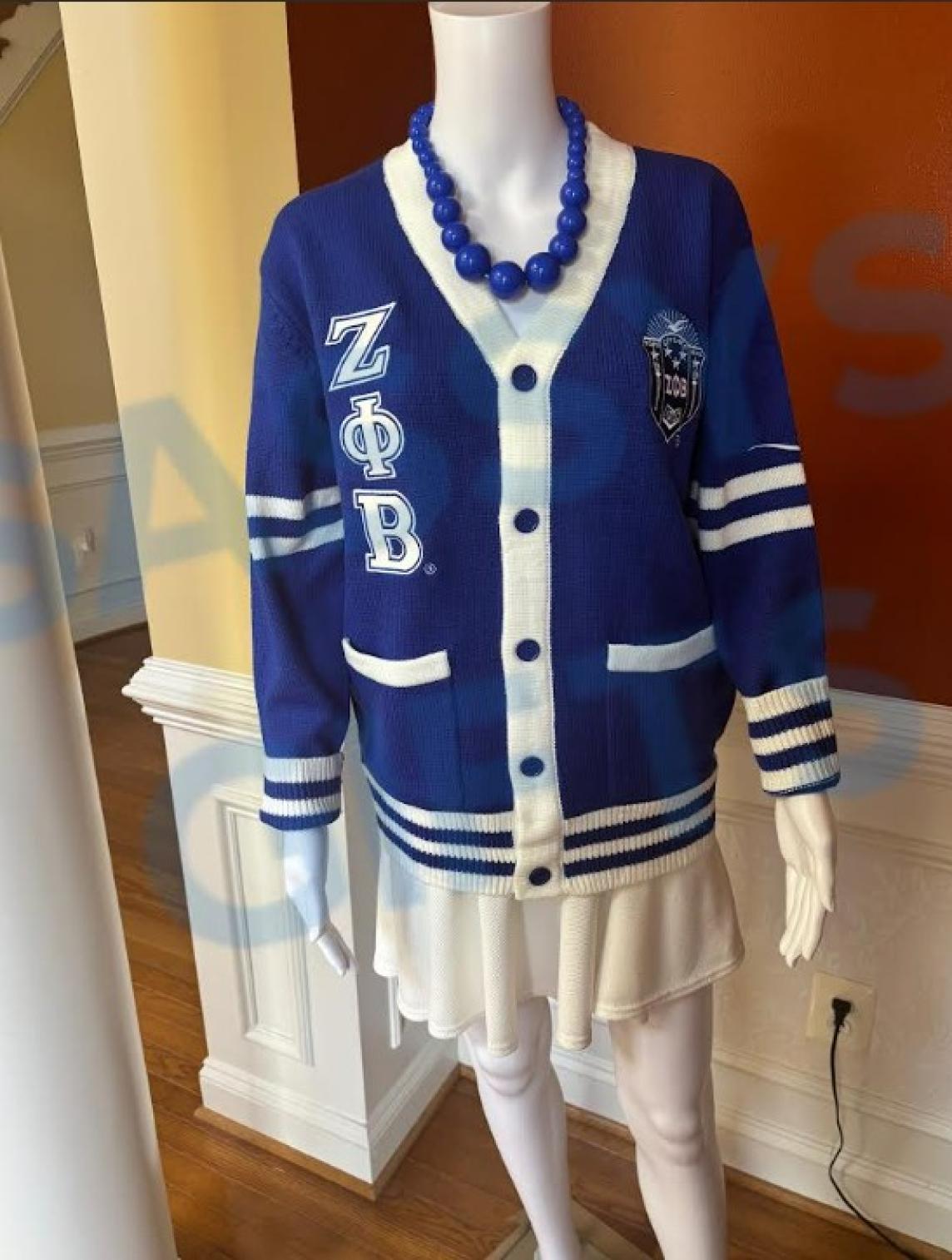 Zeta Blue Cardigan with Dove and Founding Year 
