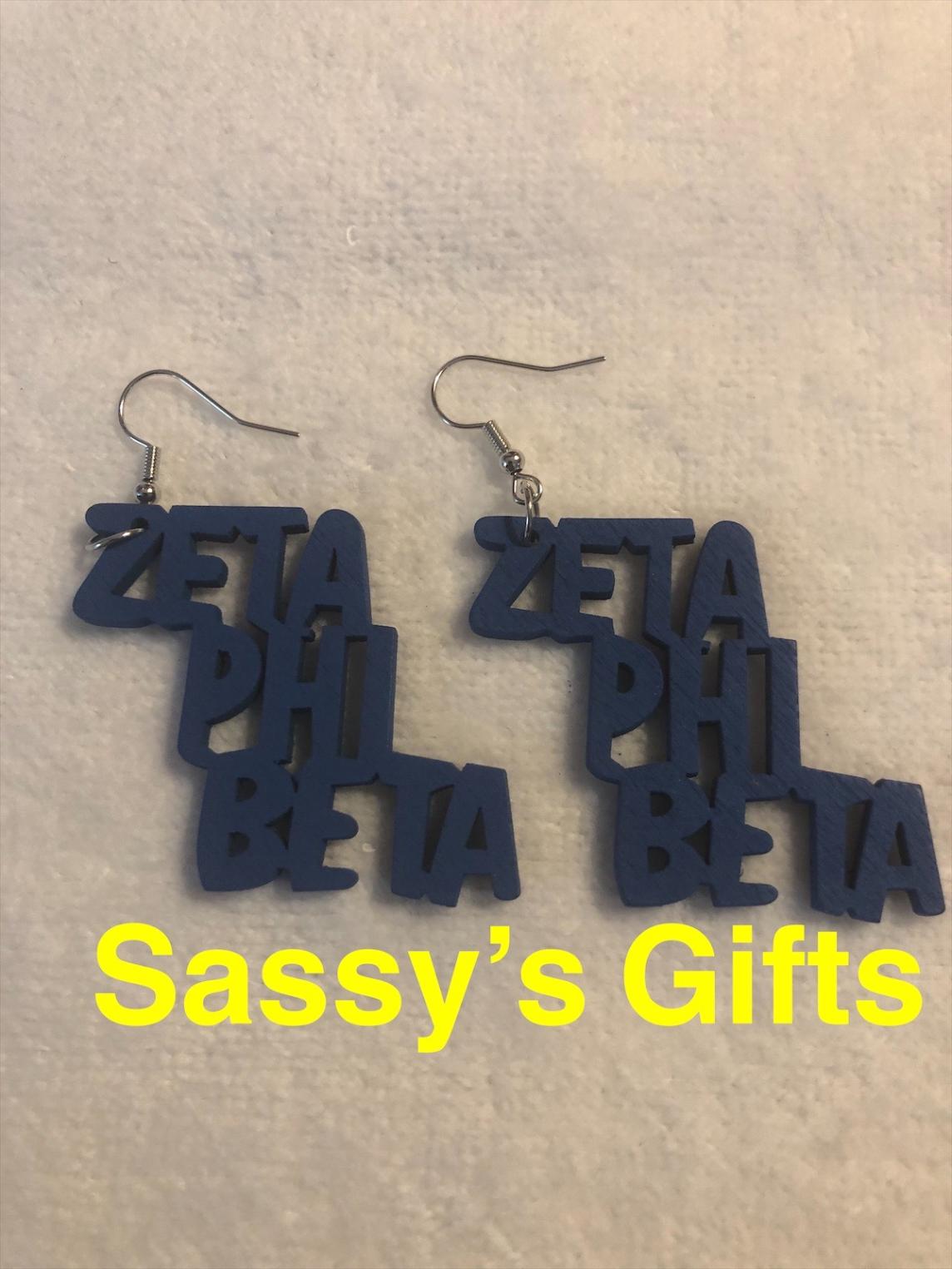 Zeta Blue Diagonal Wooden Earrings - SALE