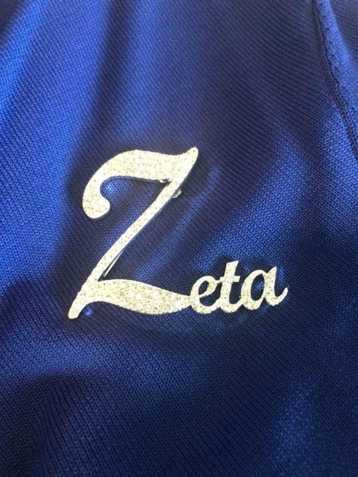 Zeta Cursive Pin in Rhinestones
