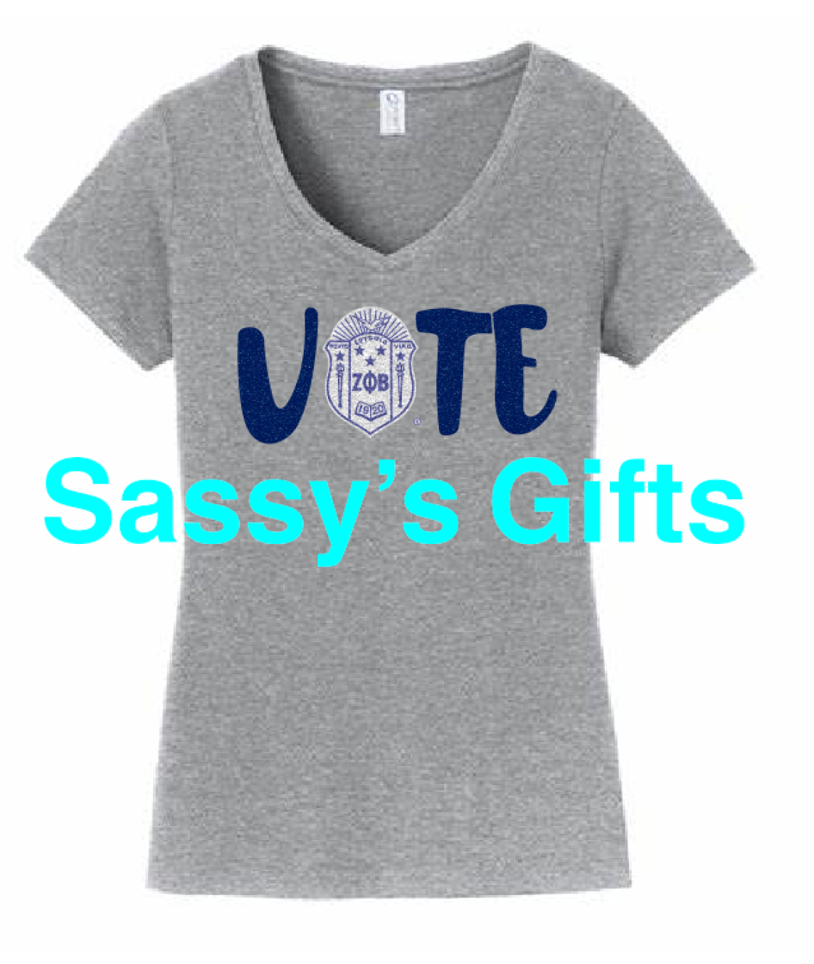 Zeta VOTE Glitter Tee with Shield