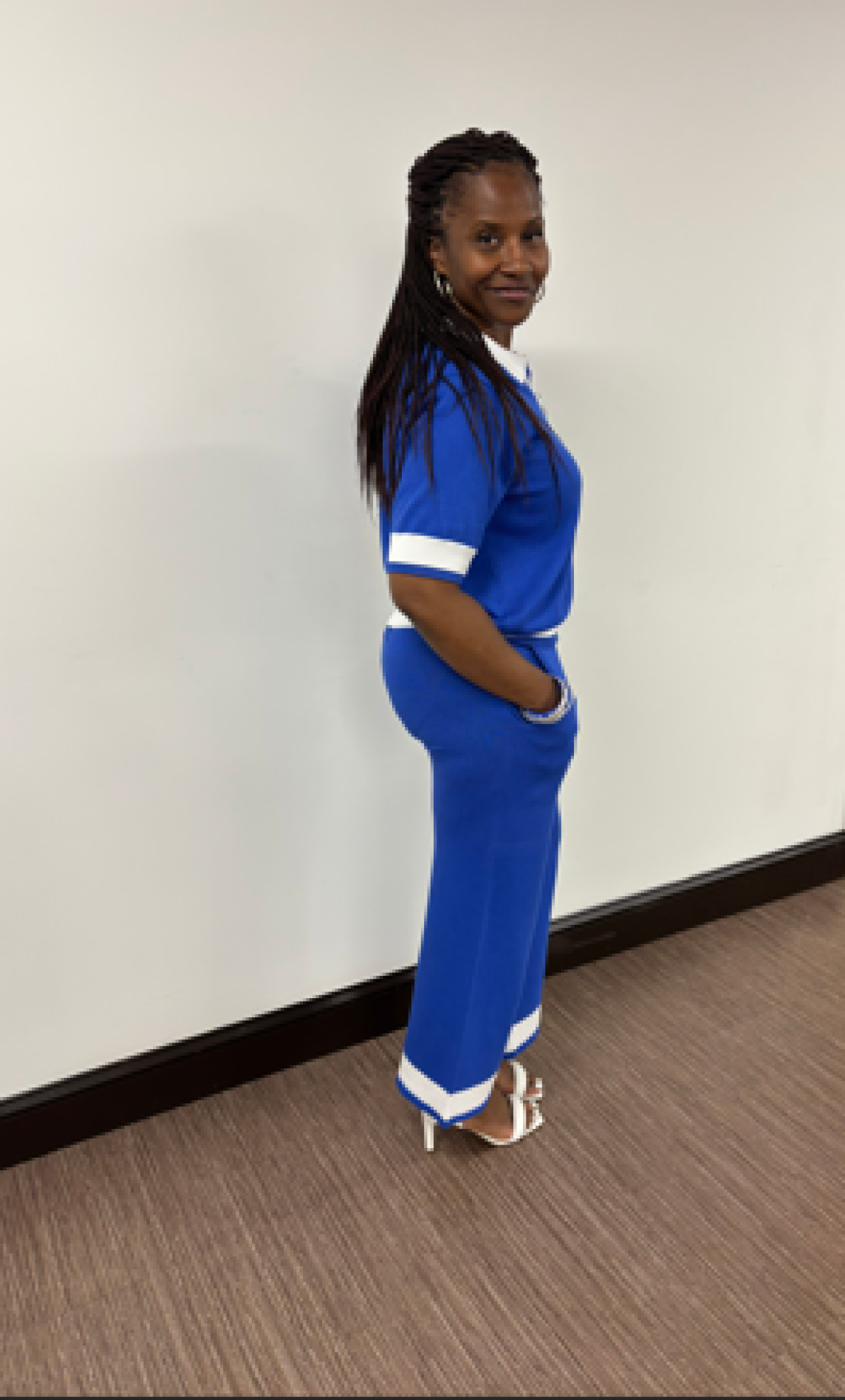 Zeta Blue Knit Palazzo Pants Set