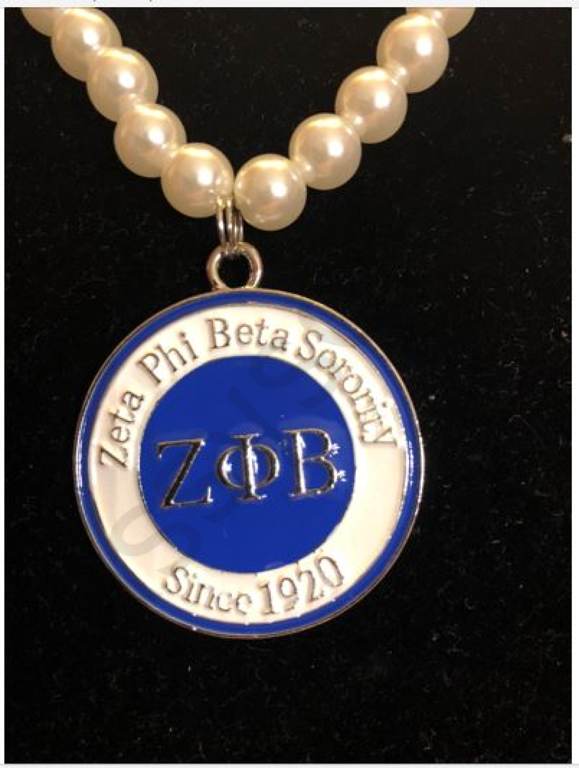 Zeta Phi Beta Pearl Medallion Necklace