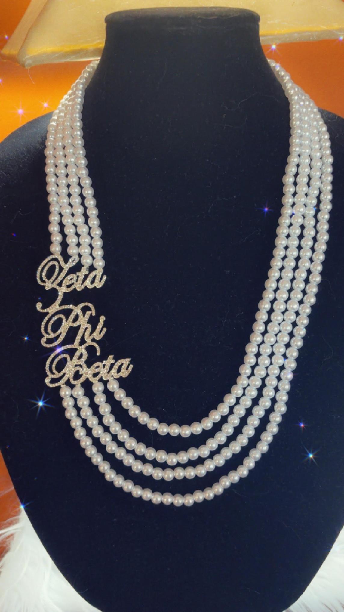Zeta Swirl Rhinestones Pin Pearls Necklace - NEW!!!!