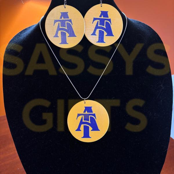 NC A&T Wooden Jewelry Set