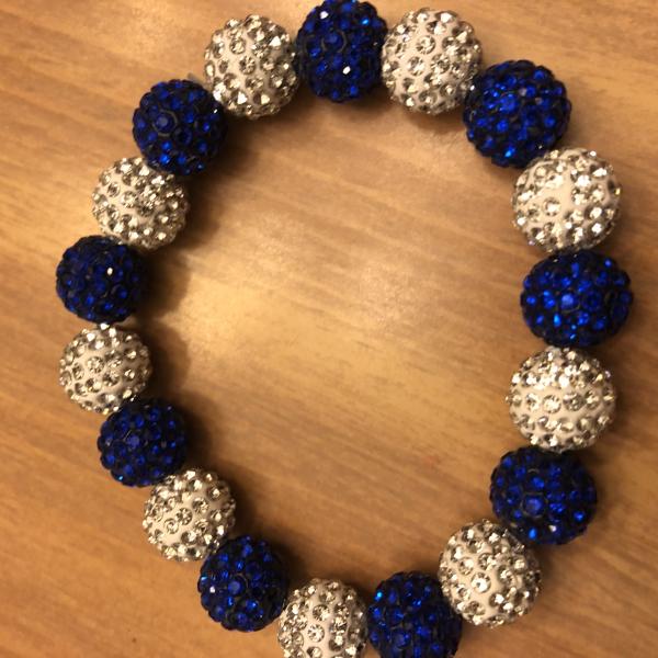 Blue & White Pave Stretch Bracelet 