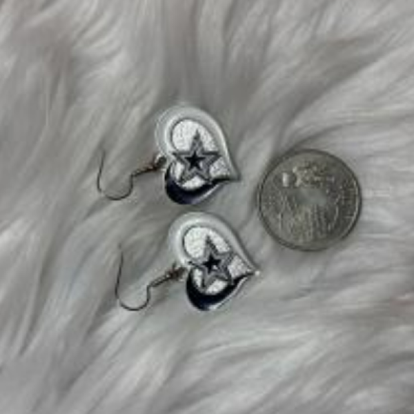 Dallas Cowboys Heart Shaped Earrings