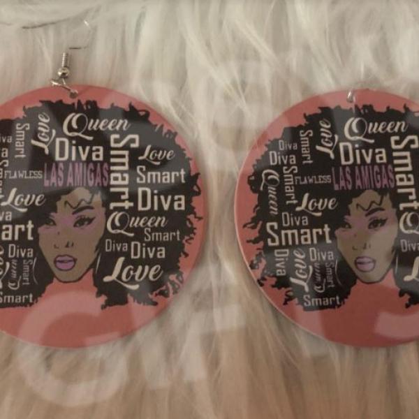 Las Amgas Diva Girl Wooden Earrings