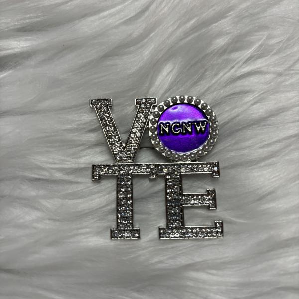 NCNW Rhinestones VOTE Pin