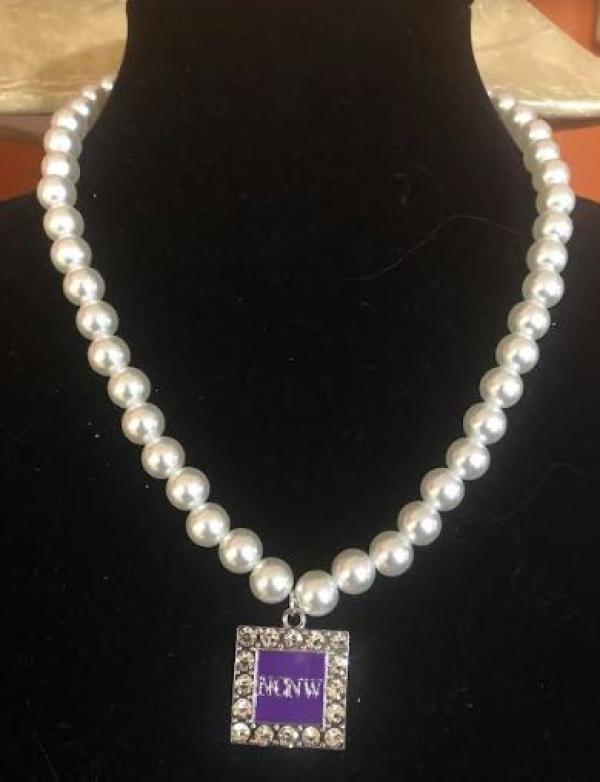 NCNW Square Rhinestone Pearl Necklace