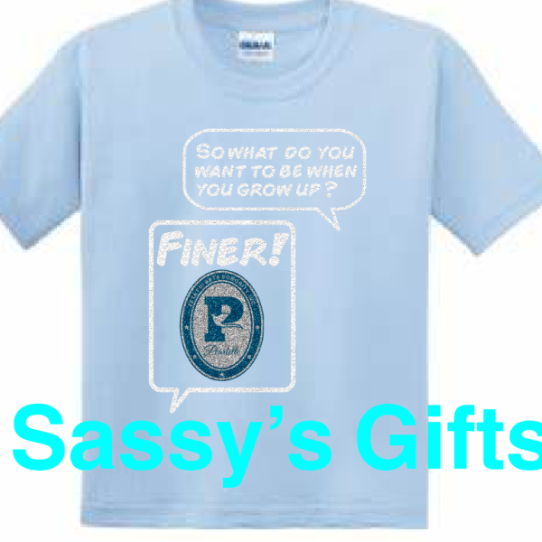 Amicette Finer Glitter Tee. What Do You Want To Be? Youth Sizes Only (LARGE -  Blue)