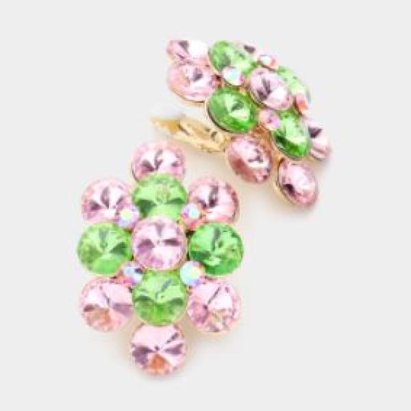Pink and Green Bubble Clip-On Earrings