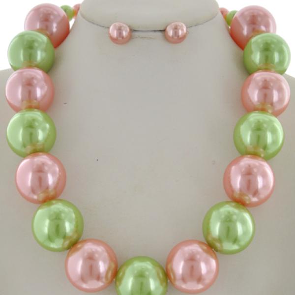 30MM Pink and Green Pearls