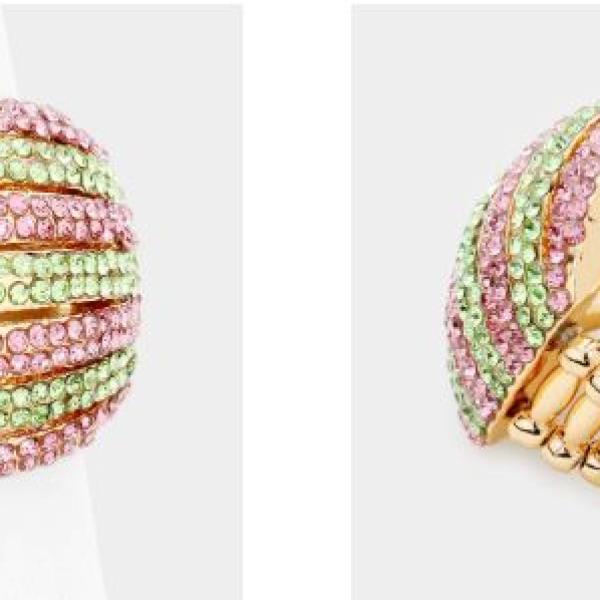 CRYSTAL RHINESTONE PAVE DOME STRETCH RING