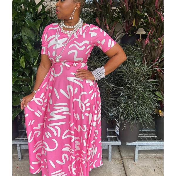 Pink and White Graffiti Dress 