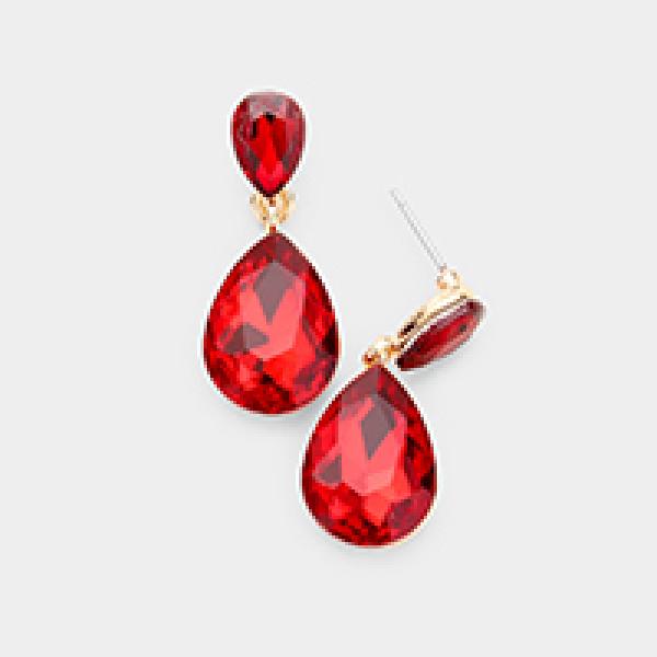 Red Crystal Teardrop Earrings