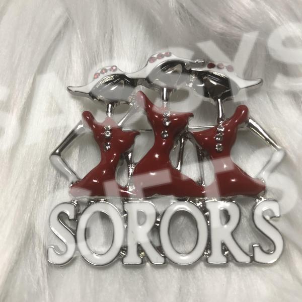 Red and White SORORS Pin