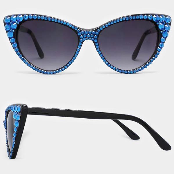 Royal Blue Australian Crystals Cat-Eye Sunglasses