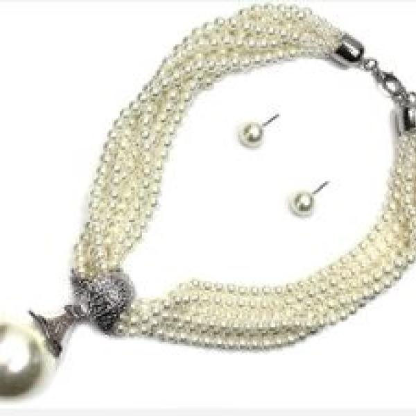 White Pearl Drop Necklace