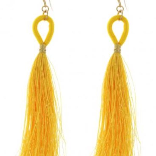 Yellow Mustard Tassel Earrings