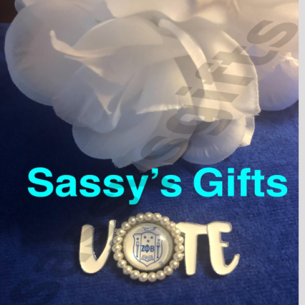 Sassy’s All White Zeta VOTE Pin