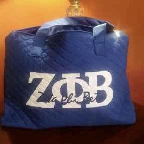 Zeta Quilted Blue Tote with Glitter Letters