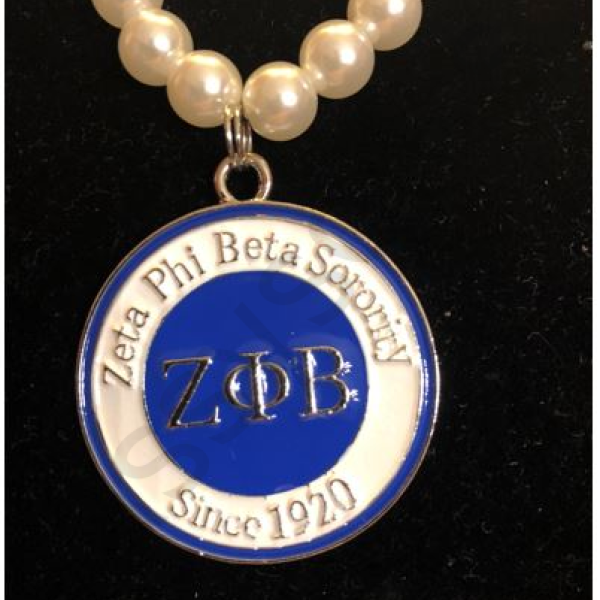 Zeta Phi Beta Pearl Medallion Necklace